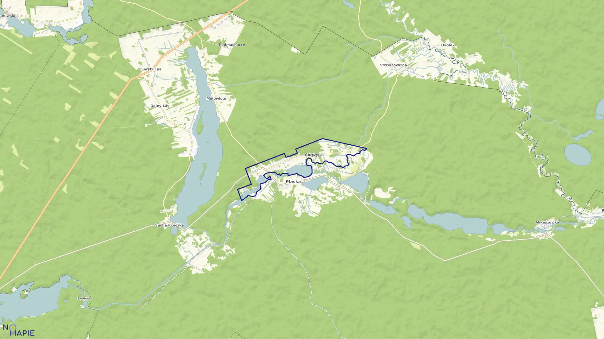 Mapa obrębu GORCZYCA w gminie Płaska