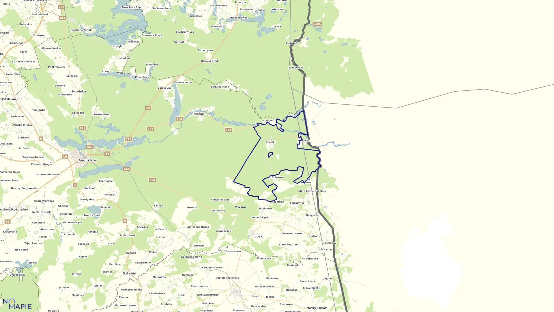 Mapa obrębu GRUSZKI w gminie Płaska