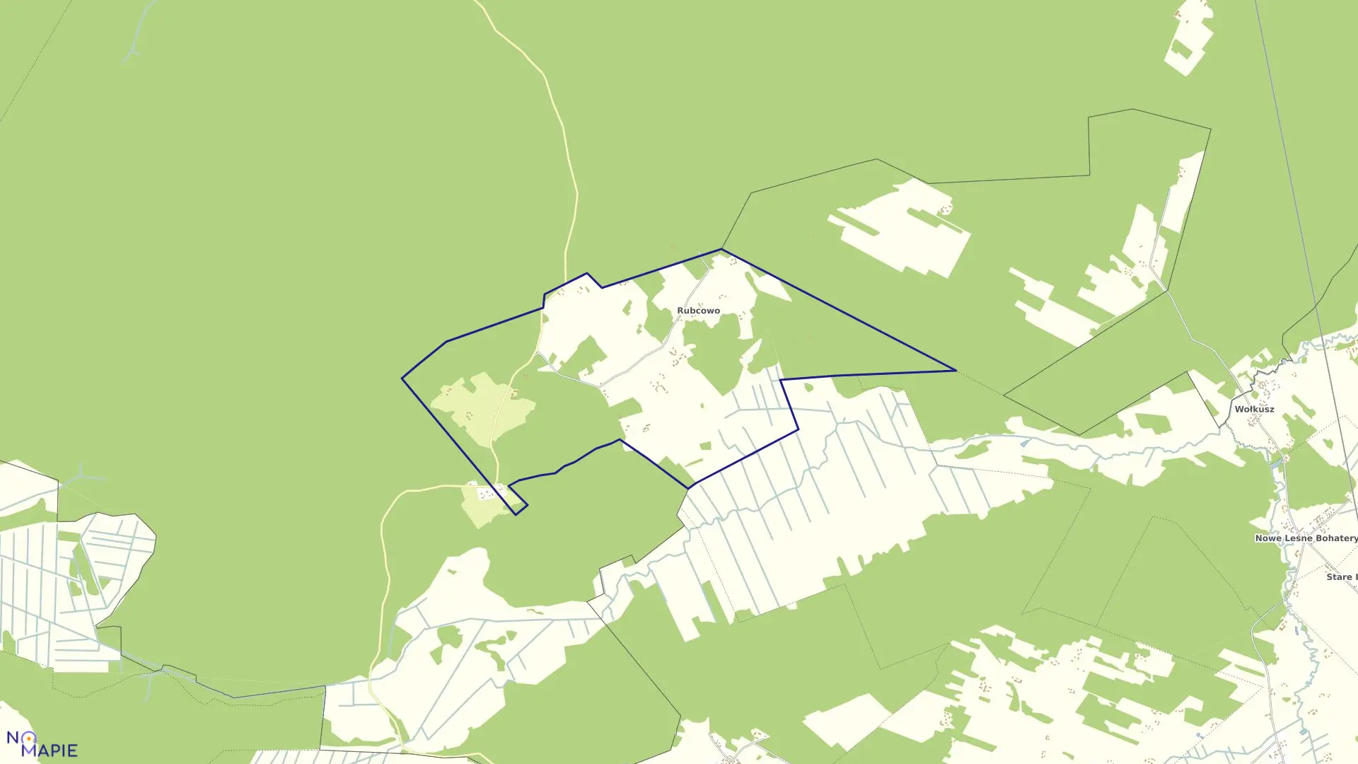 Mapa obrębu RUBCOWO w gminie Płaska