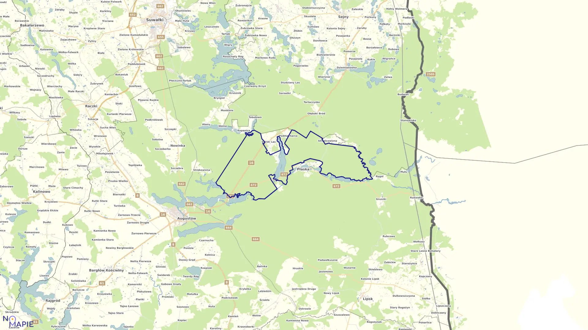 Mapa obrębu SERWY w gminie Płaska